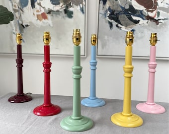 Wooden Lamp Base | Bobbin Lamp | Table Lamp Base | Lamp Stand - Farrow and Ball Painted Lamp Base - Bright and Colourful Home Decor