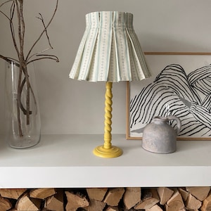 Handmade Aqua Blue Striped Pleated Lampshade: Country Home Decor