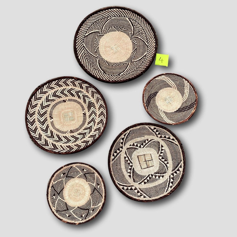 A Set of 5 Large Tonga Wall Baskets African Wall Hanging Etsy