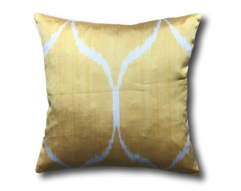 Yellow Ikat Cushion, Pillow Covers, Sofa pillows, ikat pillows, 40 x 40 cm, Decorative Pillow