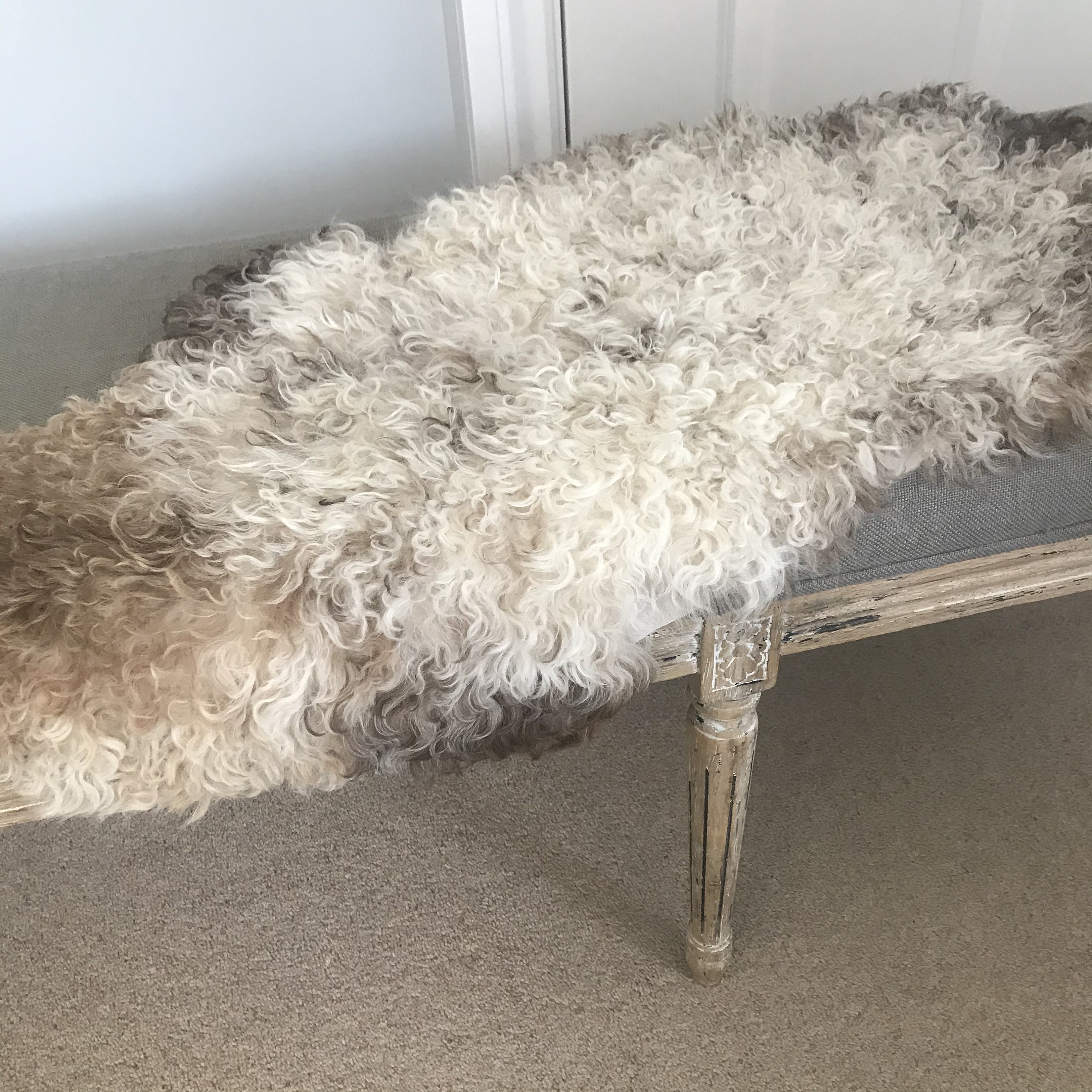 Small Sheepskin Rug Melange Bench Cover Seat Pad Seat Etsy
