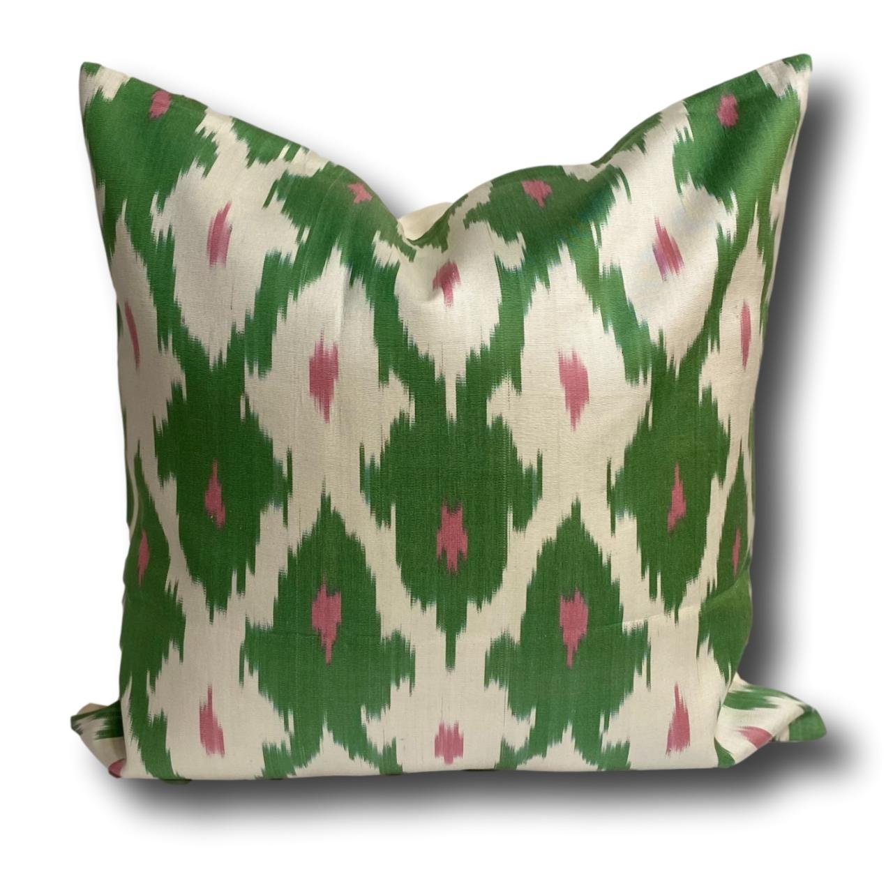 Green and Pink Ikat Cushion Pillow Covers 50 x 50 cm Etsy