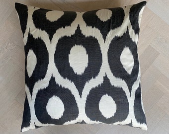 Black Ikat Cushion Cover, 60 x 60 cm, Decorative Pillow
