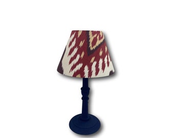 Small Ikat Lampshade / Handmade Empire Table Lamp / House Gift / Bedroom Decor / Bespoke Lampshade with Red Silk Ikat