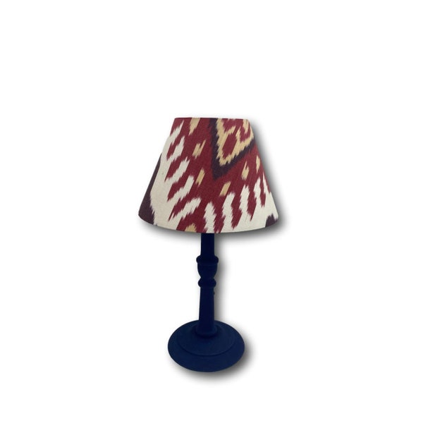 Small Ikat Lampshade / Handmade Empire Table Lamp / House Gift / Bedroom Decor / Bespoke Lampshade with Red Silk Ikat