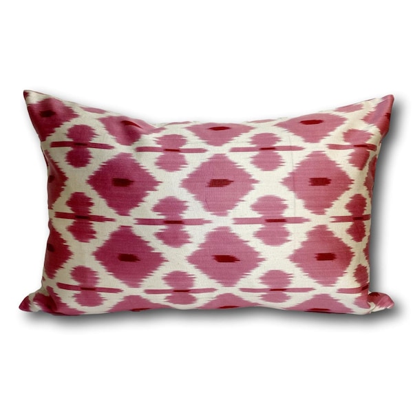 Pink Ikat Pillow Covers, Decorative Pillow Cover, Pillow Covers, Pink Pattern Cushion Covers, Silk And Cotton Pillow Covers