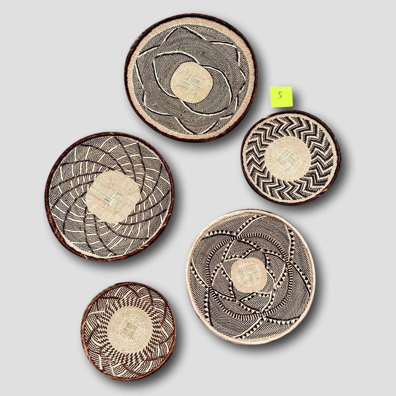 A Set of 5 Large Tonga Wall Baskets African Wall Hanging Etsy