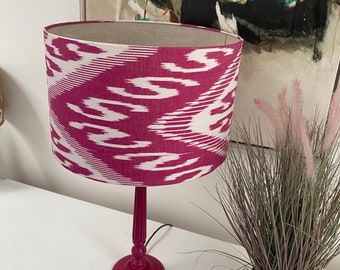 Pink Ikat Lampshade / Handmade Drum Table Lamp / Ceiling Lampshade / Pendant Lampshade / 30 cm, 40 cm, 50 cm