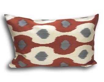 Orange  and Grey Dots Decorative Ikat Cushions Cover Pillow, 40 x 60 cm