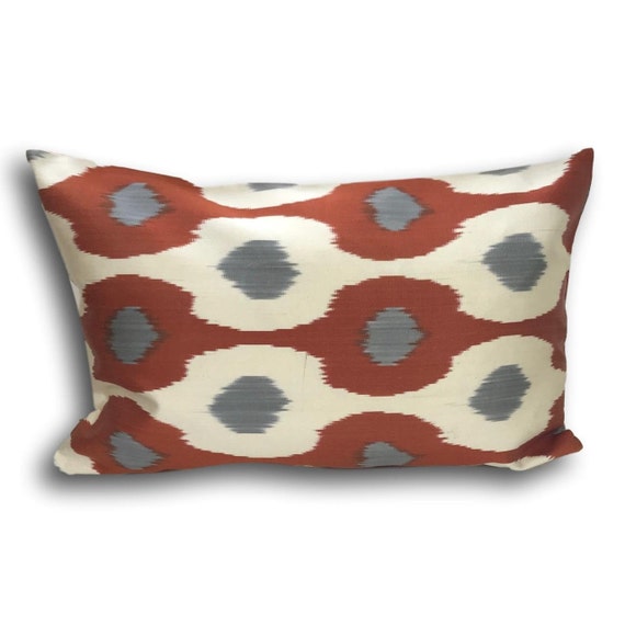 orange ikat pillow
