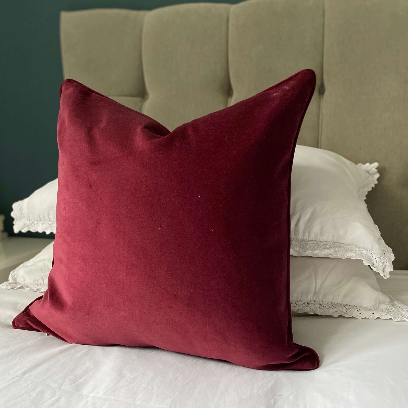 Burgundy Red Velvet Cushion Pillow Covers 50 x 50 cm Etsy