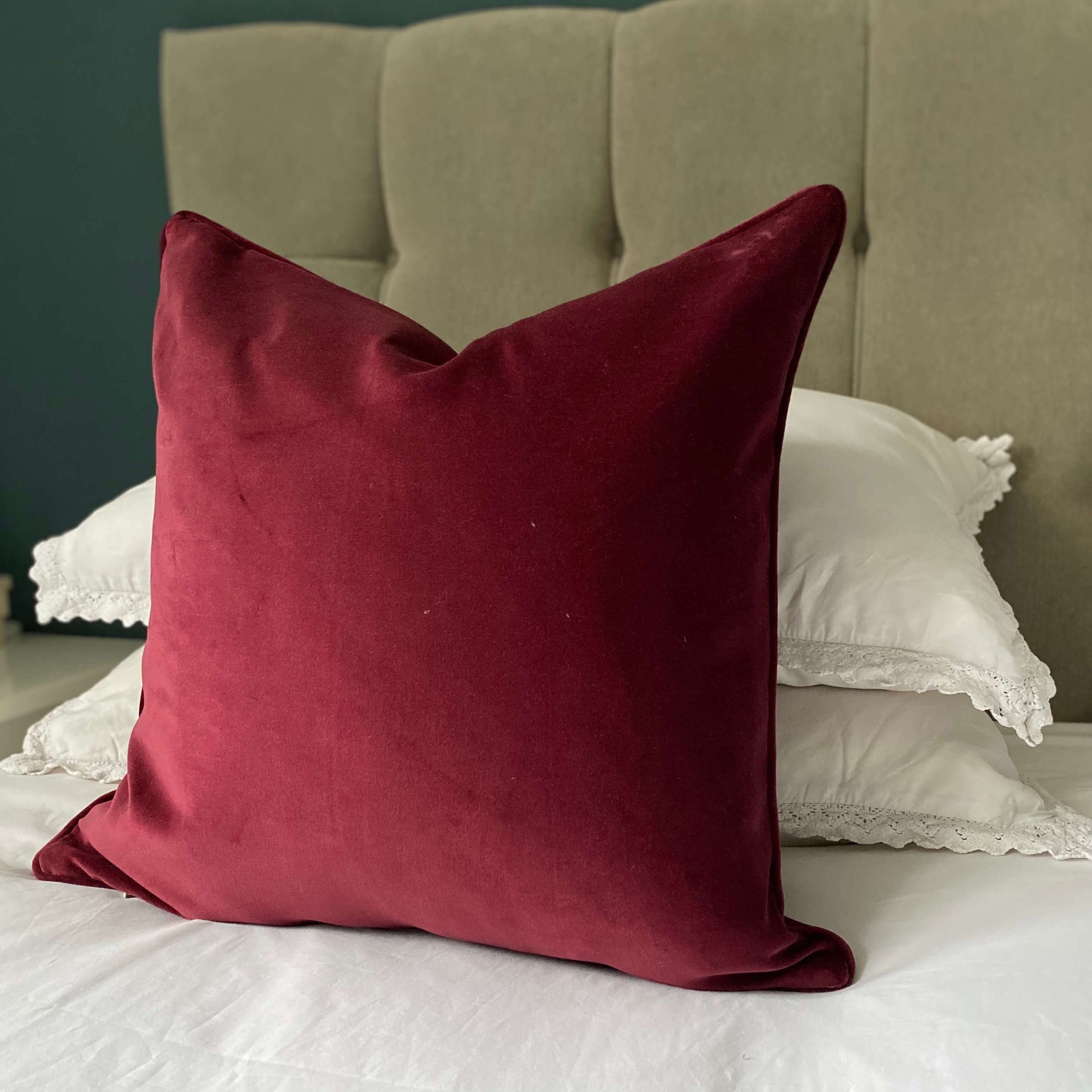 Burgundy Red Velvet Cushion Pillow Covers 50 X 50 Cm Etsy UK
