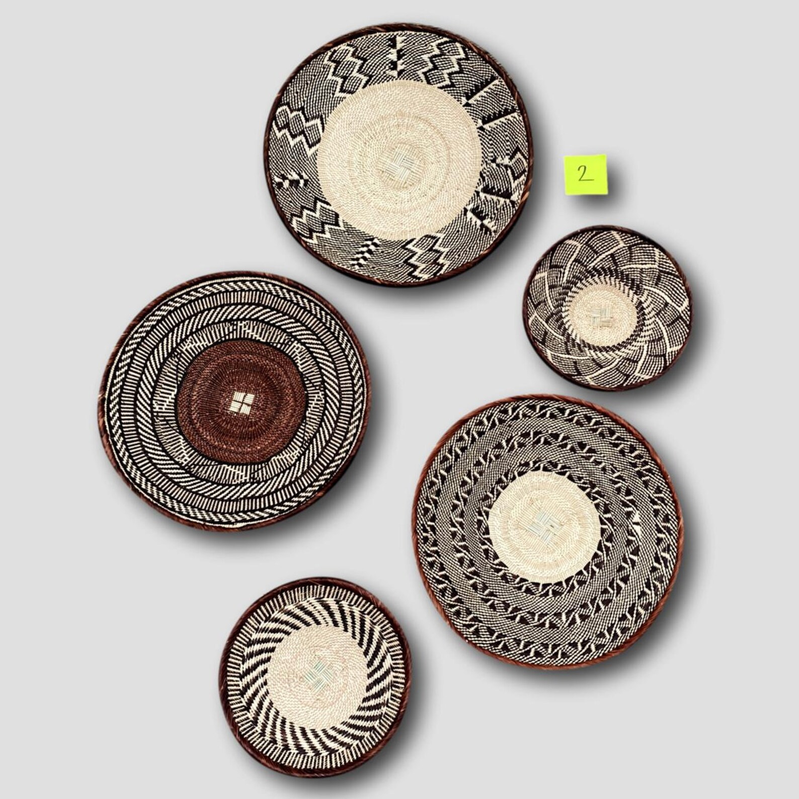 A Set of 5 Large Tonga Wall Baskets African Wall Hanging Etsy
