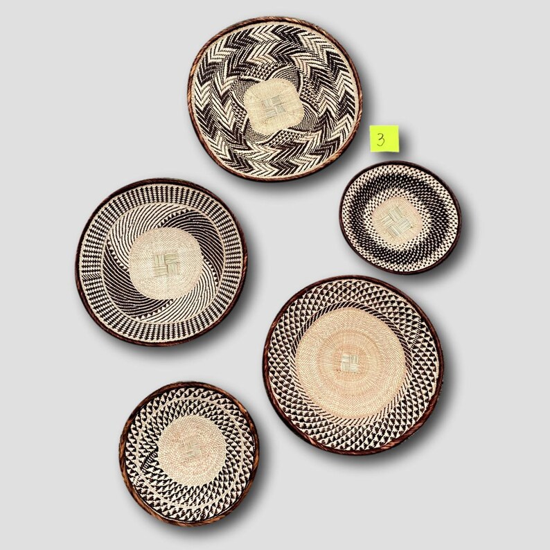 A Set of 5 Large Tonga Wall Baskets African Wall Hanging Etsy