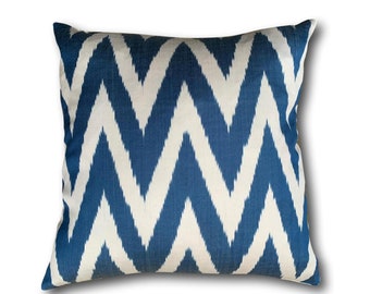 Navy Blue Chevron Ikat Decorative Cushion Pillow Cover, 50 x 50 cm, 40 x 40 cm
