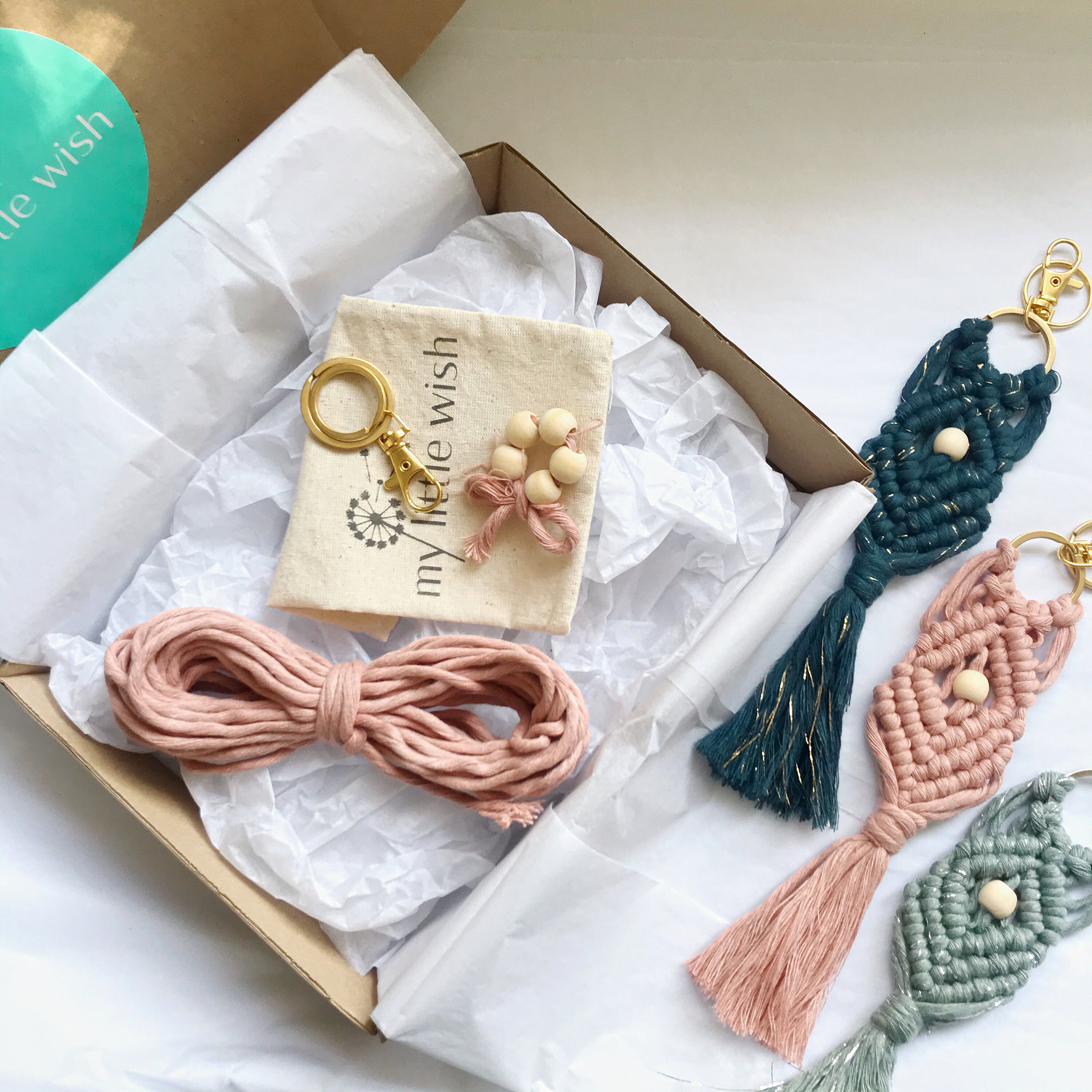 DIY Craft Kit Macrame Key Ring Making DIY Kit Boho Macrame Etsy