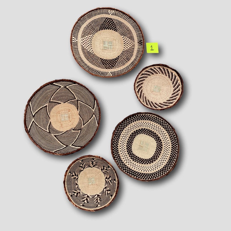 A Set of 5 Large Tonga Wall Baskets African Wall Hanging Etsy