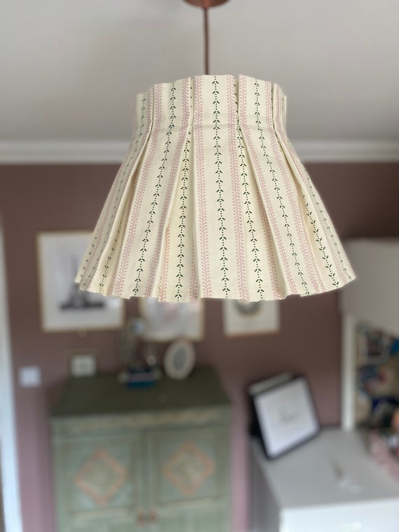 Pleated Lampshade Box Pleat Lampshade Pink and Green Striped