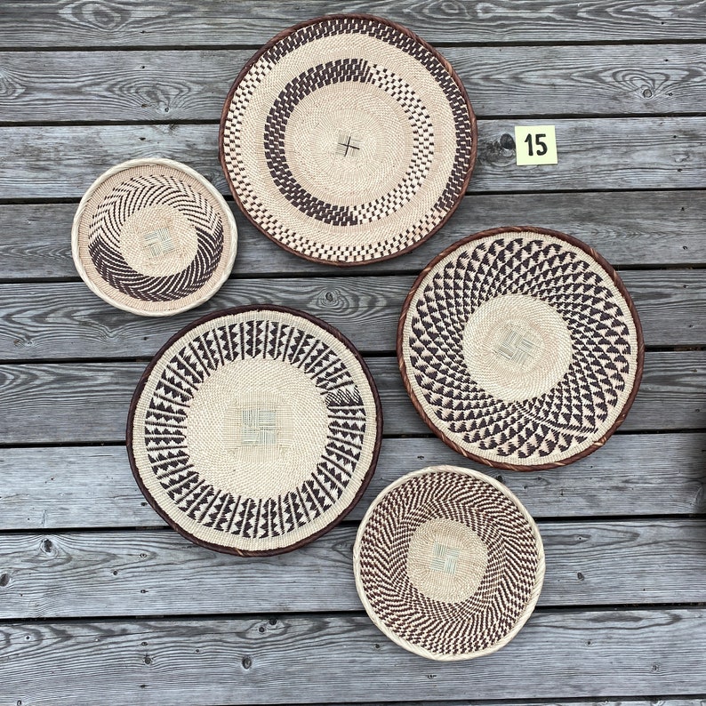 A Set of 5 Large Tonga Wall Baskets Binga African Wall Etsy UK
