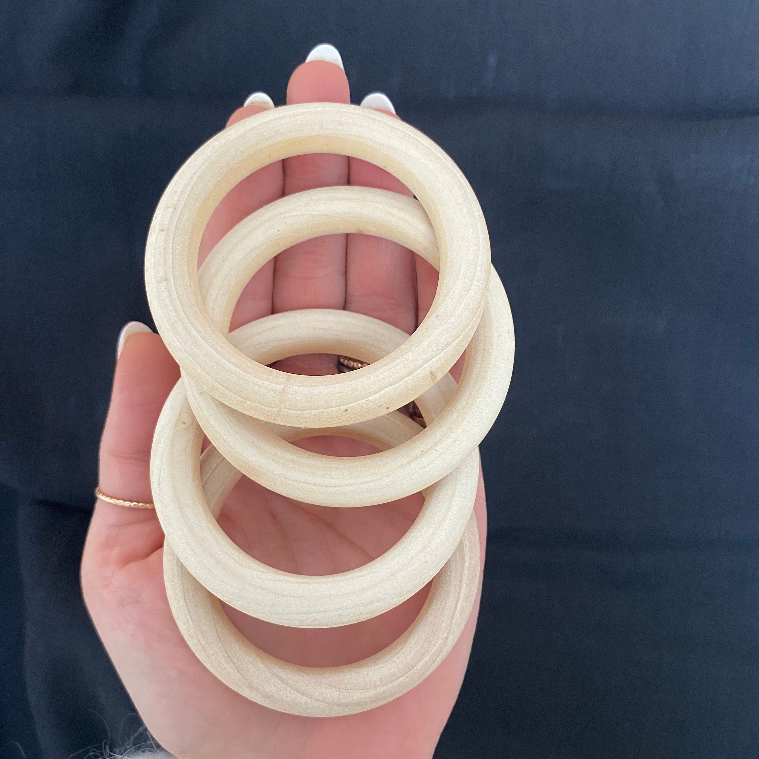 Unfinished Solid Wooden Rings 15-100MM Natural Wood Rings for Macrame DIY Crafts  Wood Hoops Ornaments Connectors Jewelry Making 