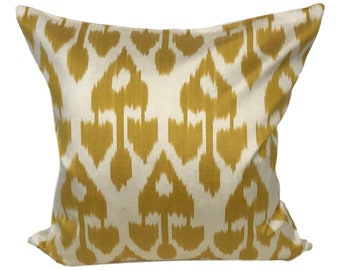 Mustard Yellow Decorative Ikat Cushion Pillow Cover, 50 x 50 cm