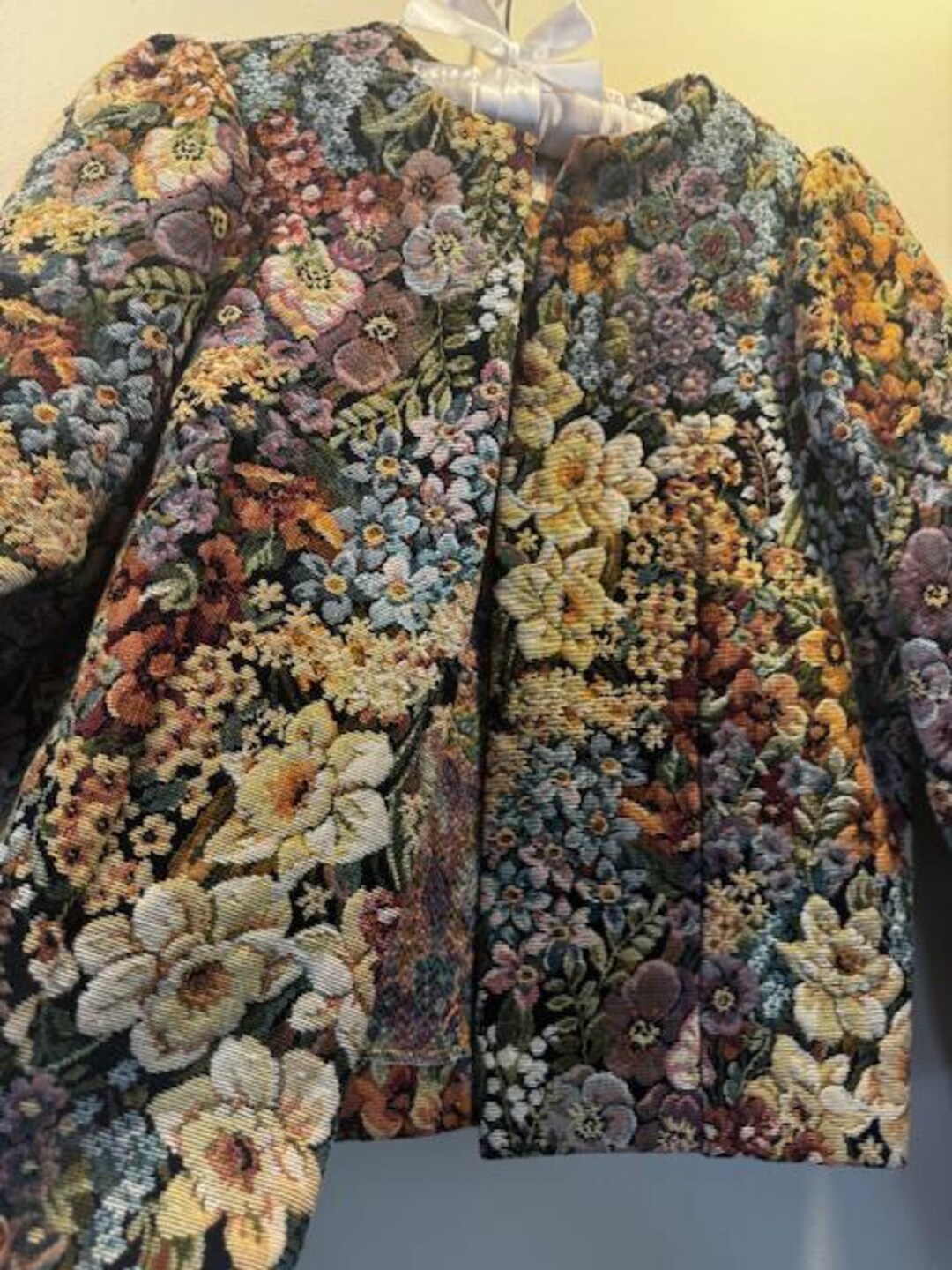 Embroidery Retro Flower Glossy Chic Jacket main image 0