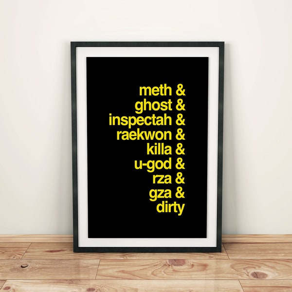 Typography Wu Tang Members 11x14 inch INSTANT DOWNLOAD font style home wall art quote poster