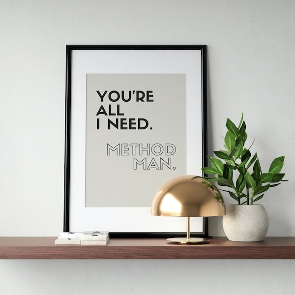 Method Man, Mary J. Blige "You're All I Need" INSTANT DOWNLOAD 18x24, 11x14, 8x10, Wedding Season, Proposal, Couple printable poster
