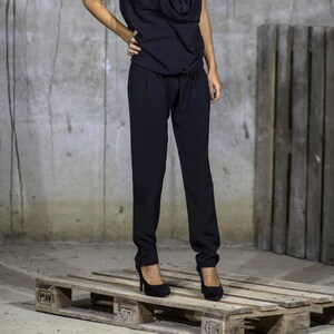 Black Loose Trousers | Elegant Tapered Trousers | Long Formal Pants | Extravagant Elegant Trousers by Silvia Monetti