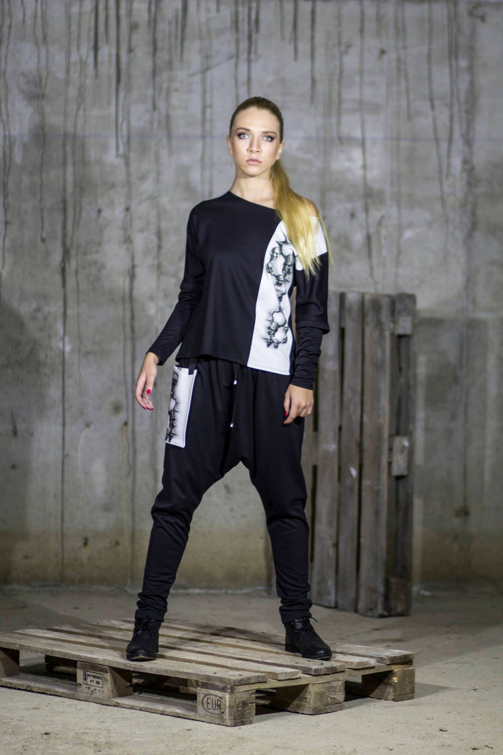NEW Sports Black Trousers With Faux 
