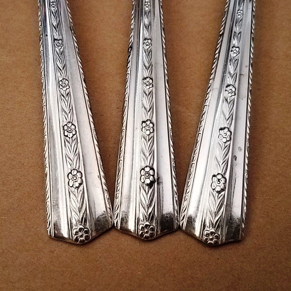 1938 ROSEANNE Silver Plate Flatware, Beautiful Vintage Floral Wallace Silverware, Place & Serving, Kitchen Dining, Replacements, Jewelry