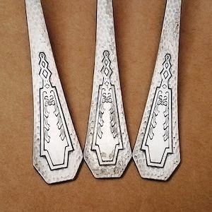 Vintage Vogue Silverplate Hammered Flatware, 7-1/4&quot; Tablespoon, Mid Century Art Deco Silverware, Kitchen Dining, Replacements, Jewelry