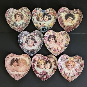 The Crestley Collection "Heavenly Hearts" Set of 8 Plates, Collector Decor by Thomas L Cathey, Vintage Plates