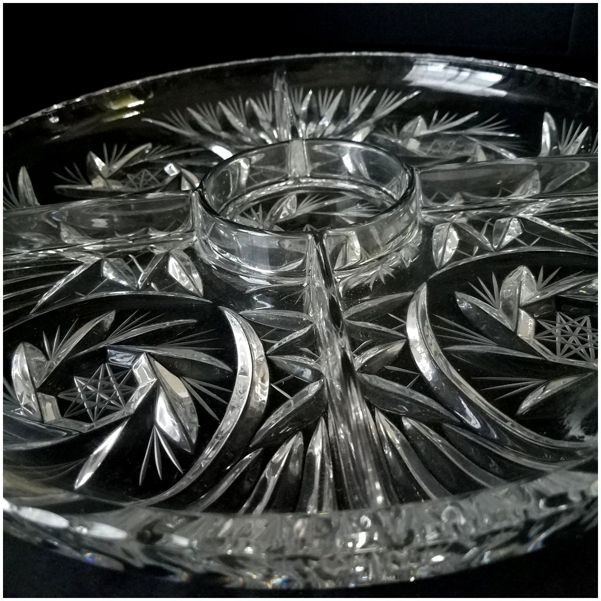 BOHEMIAN CRYSTAL Hand Cut Lead Crystal Relish Dip Bowl Tray Etsy