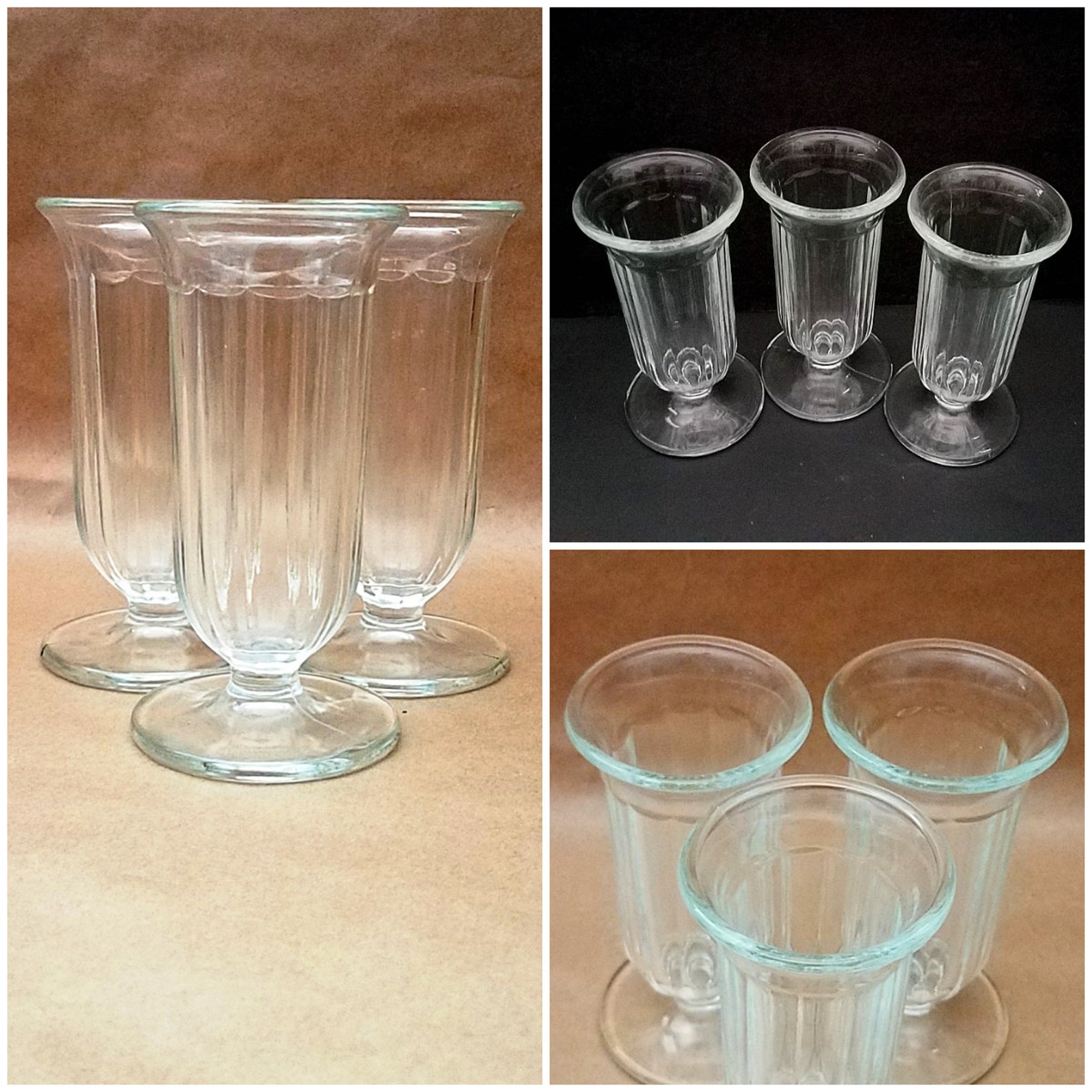 5 Vintage Glass Parfait Glasses Ice Cream Sundaejello Etsy