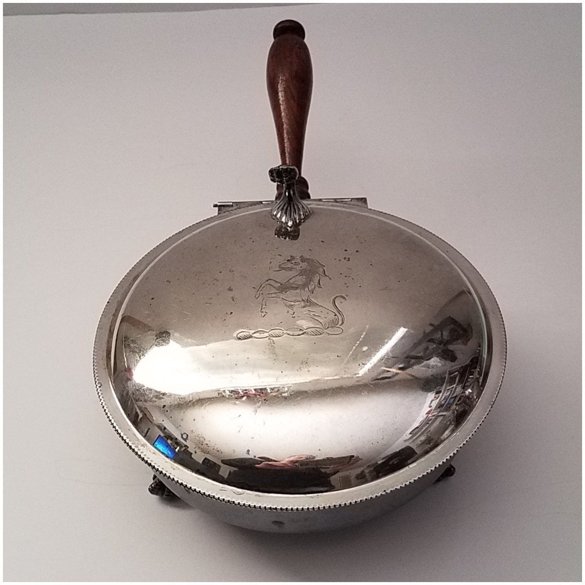 本物保証!  Horse Plate Silver Vintage Silent Catcher Crumb Butler 工芸品