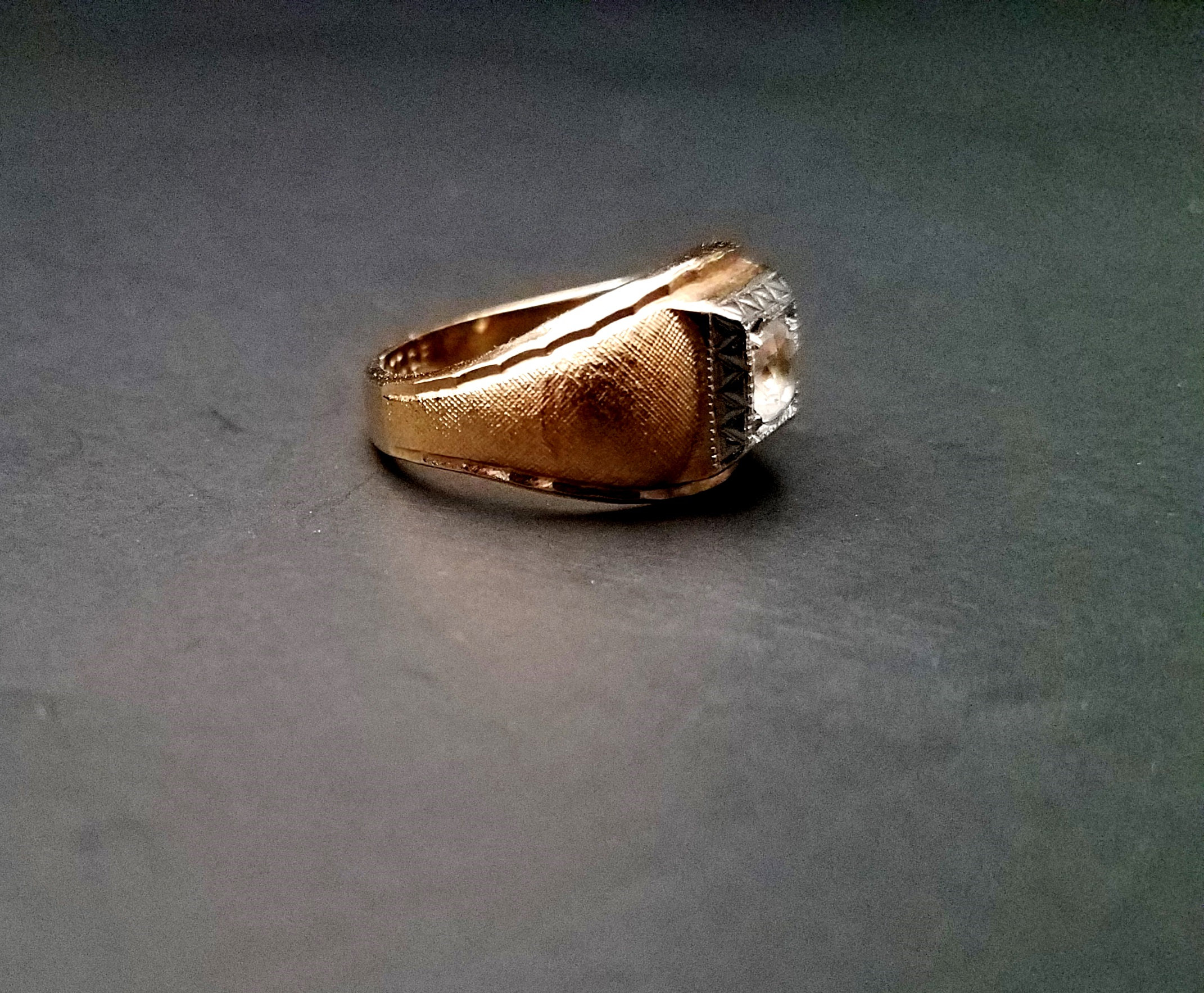 Vintage 14KT Gold LIND Mens Ring Size 10 Gold Textured Etsy
