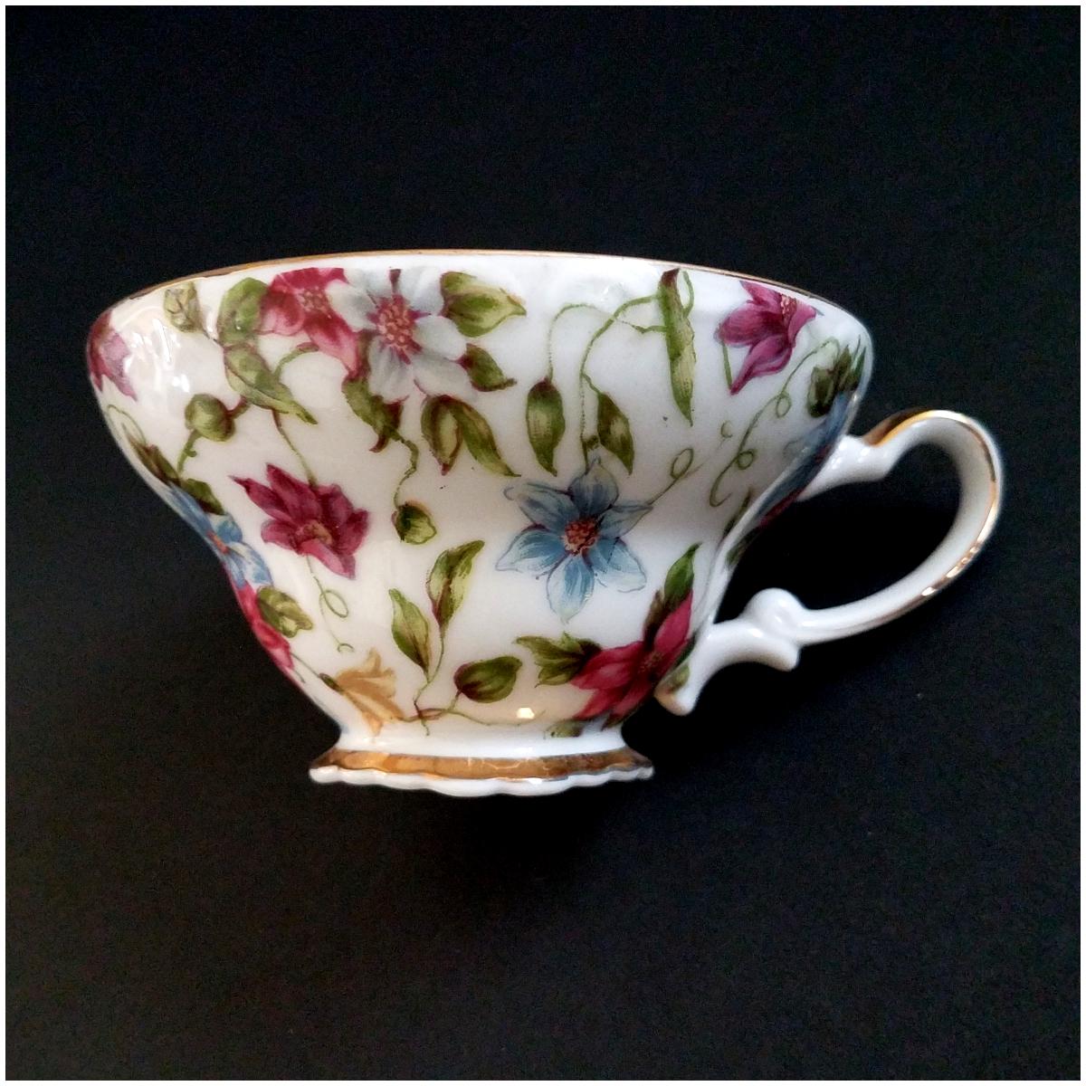 　Bone China Vintage Chintzware Teacup: Floral Bone China With Gold Accent - Etsy