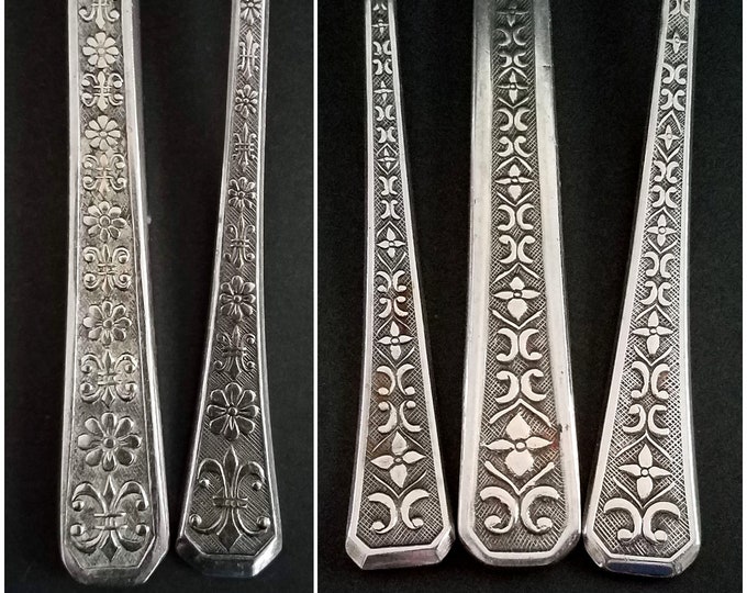 Interpur FLORENZ Flatware Pieces Vintage Pedal Flower and Fleur-di-lis ...
