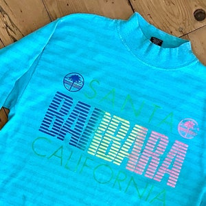 Vintage 80s T-Shirt With Santa Barbara CA Graphic Print + Super Stellar California Vintage Surf Style