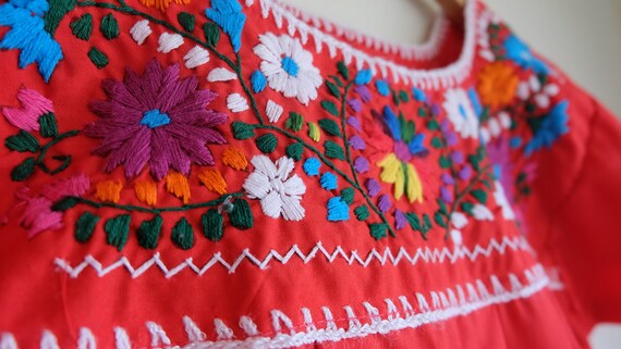 Vintage Mexican Embroidered Dress | Girls Mexico … - image 6