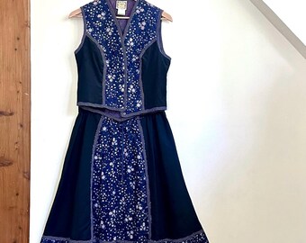 Vintage Gunne Sax Rock Set: Cord + Floraler Calico Rock + Weste, Deadstock