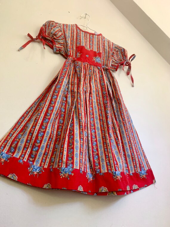 Vintage Gunne Sax Style Child's Dress in Red Calico With Puffed Sleeves,  Size 8 - Etsy