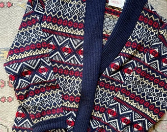 Pull vintage | Cardigans vintage unisexes | Cardigans jacquard | Pull Lebowski à col châle