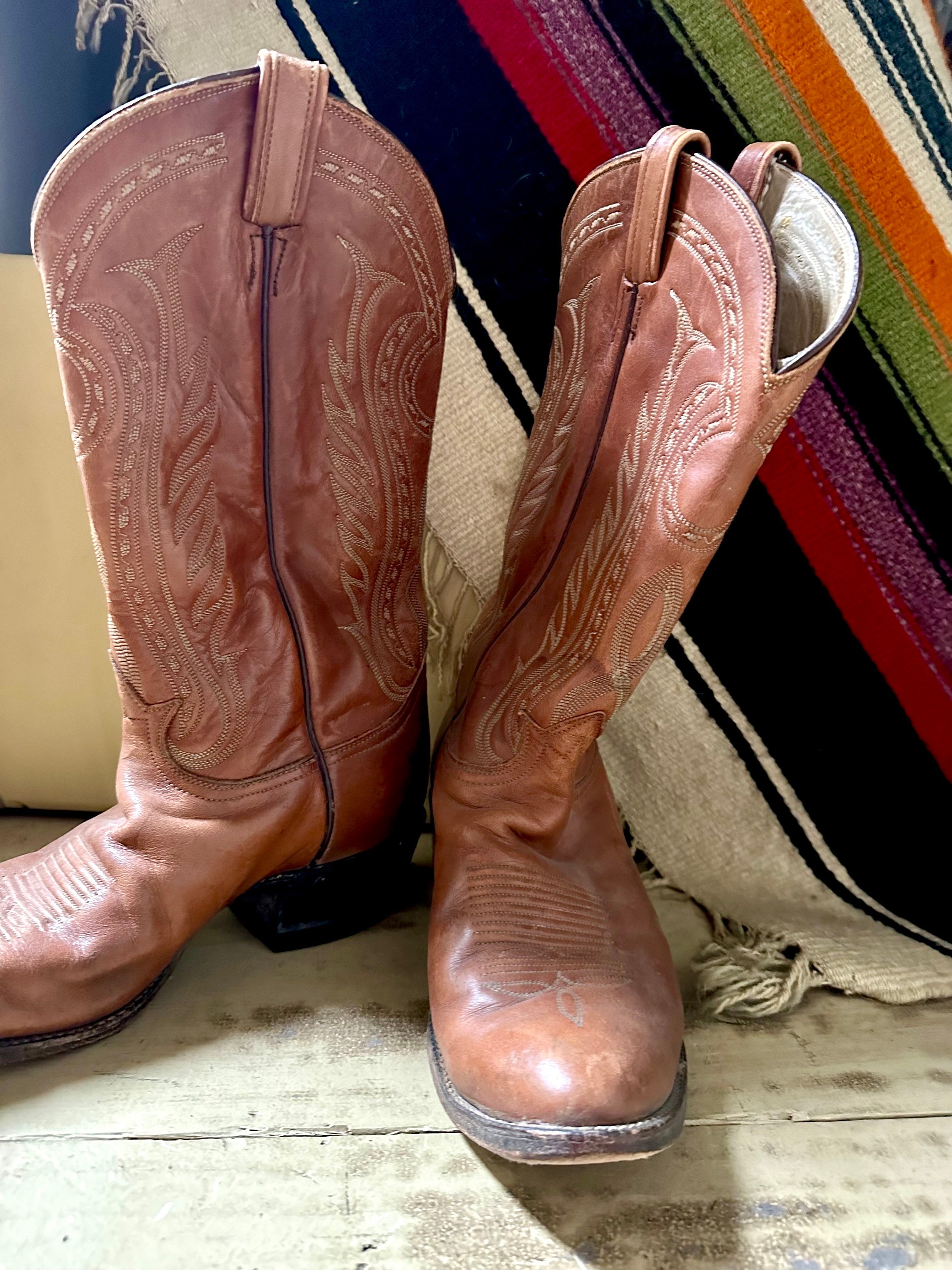 Vintage Cowboy Boots by Tony Lama in Perfectly Distressed 