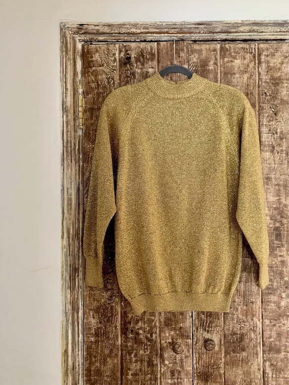 1980s Vintage Liz Claiborne Sweater in Shimmering Gold - Etsy display picture 2