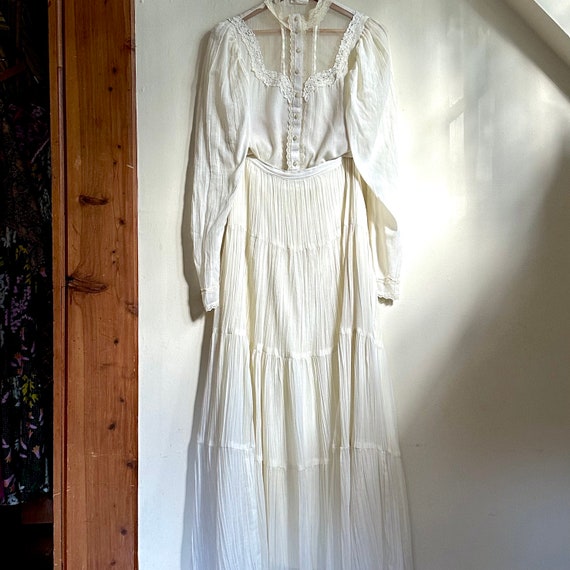 Vintage Gunne Sax Skirt Set: Semi Sheer Gauze Blo… - image 3