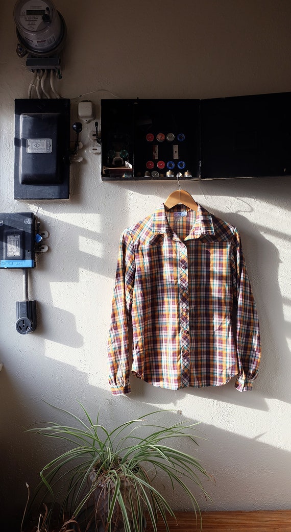 Vintage 70s Cowgirl Shirt | 1970s Plaid Women's B… - image 3