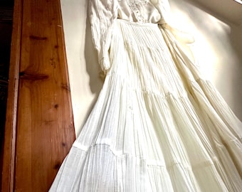 Vintage Gunne Sax Rock Set: Semi Sheer Gaze Bluse + Rock mit Spitzenbesatz