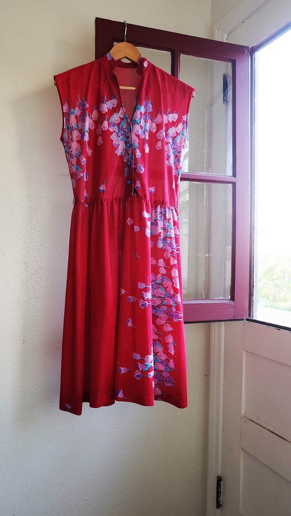 Vintage 1970s Dress | 70s Disco Dresses | Red Flor